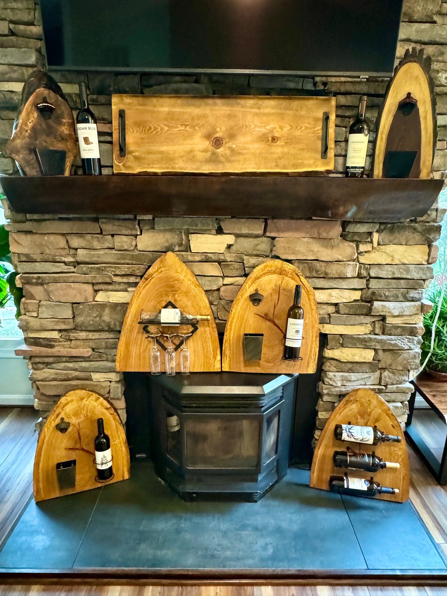 Black Walnut Wall Mount Beer Bottle Opener with Lid Catch