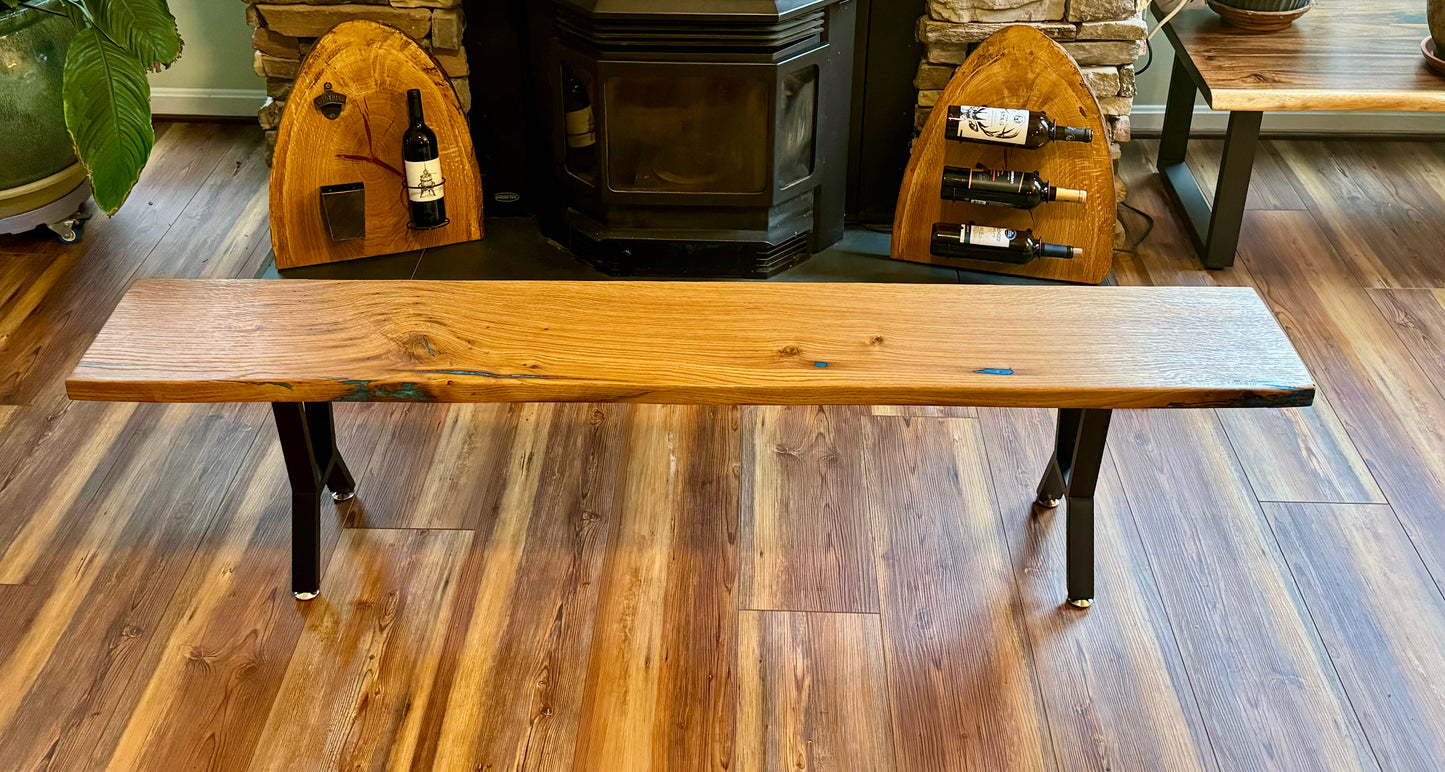 Bench with Blue Epoxy 6’ L x 11.5” W White Oak
