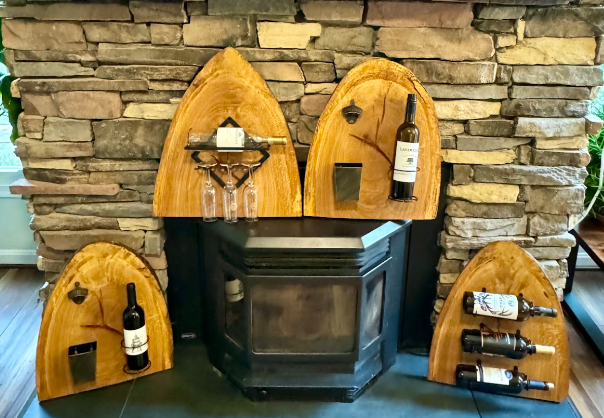 Rustic Natural Edge Wine Bottle Holder Wall Mount